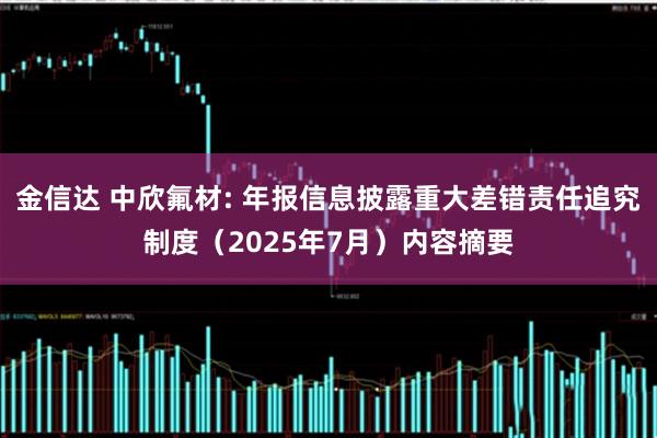 金信达 中欣氟材: 年报信息披露重大差错责任追究制度（2025年7月）内容摘要